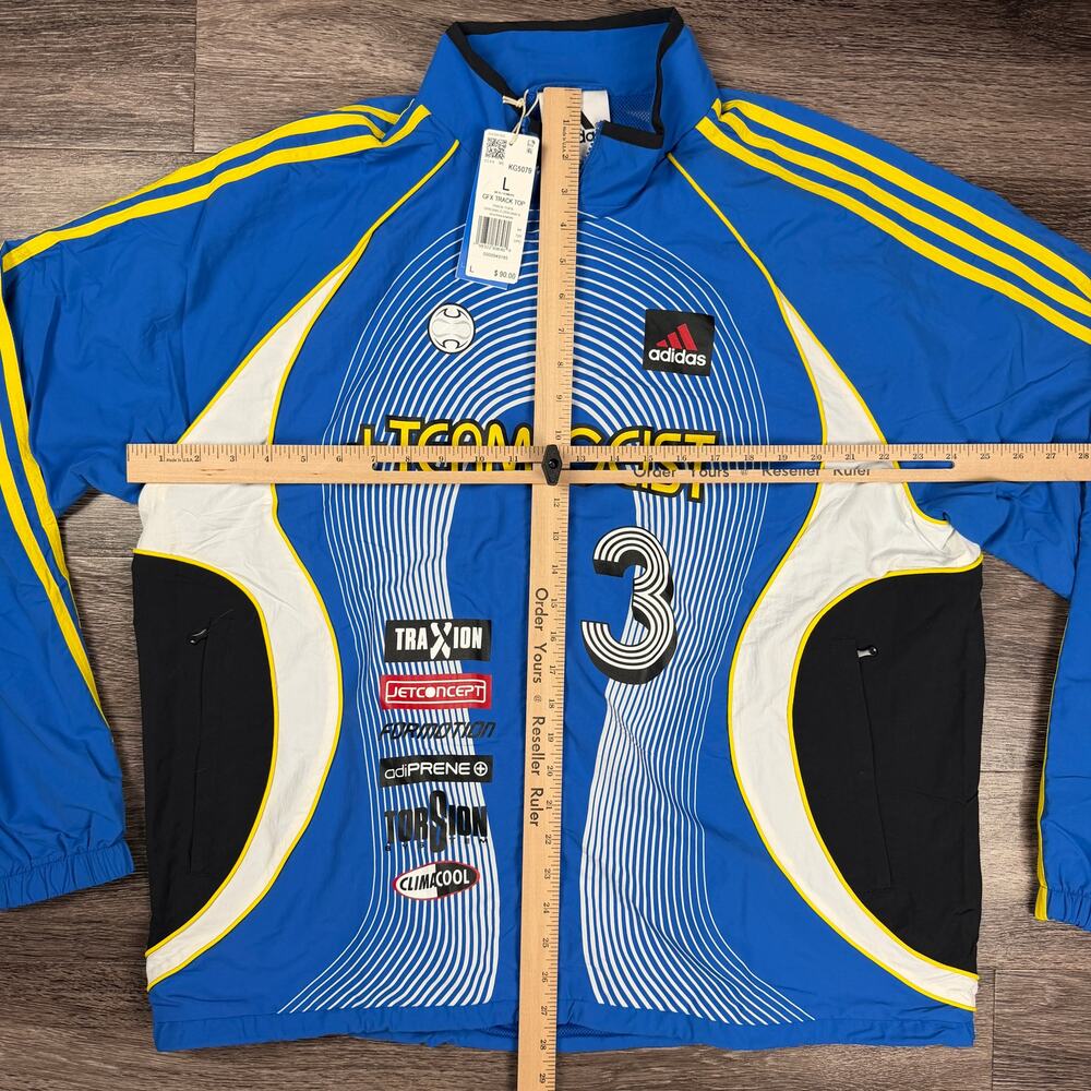 Adidas Teamgeist Moto GFX Track Top Jacket Men's Size L Blue Black KG5079 New View 3